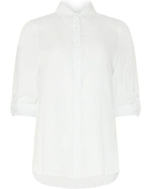 M Com Crinkle Tab Sleeve Shirt - White