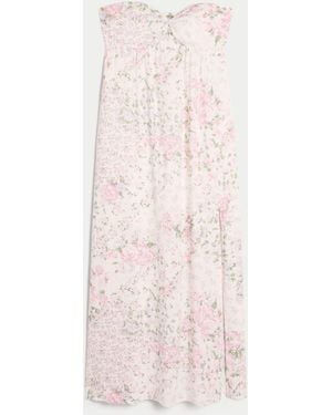 Hollister Strapless Bare Back Twist Bust Midi Dress - Pink