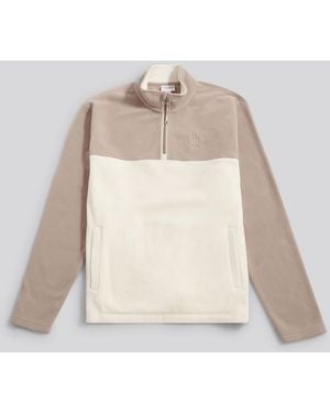 U.S. POLO ASSN. U. S. Polo Assn U. S. Polo Assn Colour Block Micro Funnel Fleece - Natural