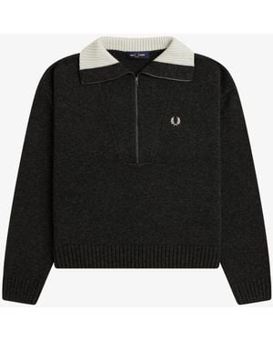 Fred Perry Half Zip Sweater - Black