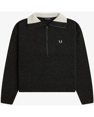 Fred Perry Half Zip Sweater - Black