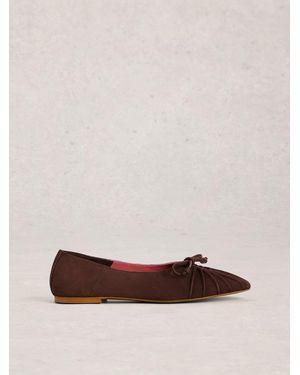 White Stuff Lace Drop Back Ballerinas - Brown