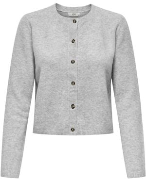 Jdy Knitted Button Down Short Cardigan - Gray