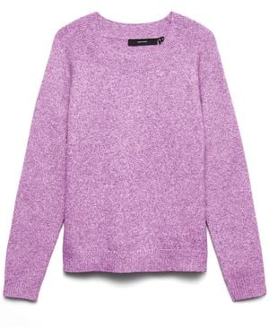Vero Moda Vero Moda Round Neck Soft Touch Cozy Knitted Sweater - Purple