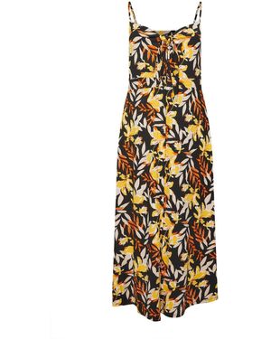Yours Curve Floral Print Maxi Dress - Metallic