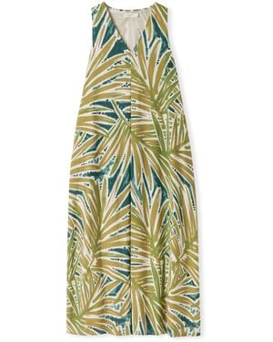 Celtic & Co. Linen Blend Sleeveless V-Neck Maxi Swing Dress - Green