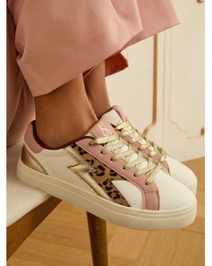 Love & Roses Mix Flatform Comfort Retro Low Top Sneakers - Natural