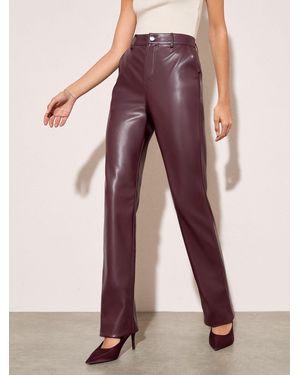 Friends Like These Petite Faux Leather Straigh Leg Pants - Purple