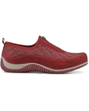 Pavers Wide Fit Leather Slip-On Shoes With Zip Fastening - Red