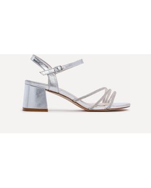Linzi Carnation Heeled Sandals With Embellished Upper - Gray