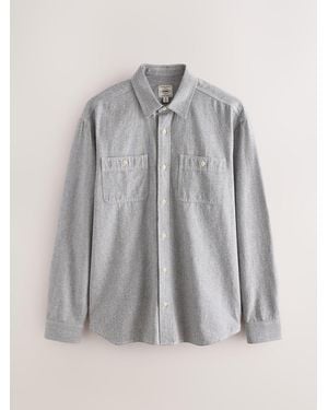 Next Chambray Twin Pocket Long Sleeve Shirt - Grau