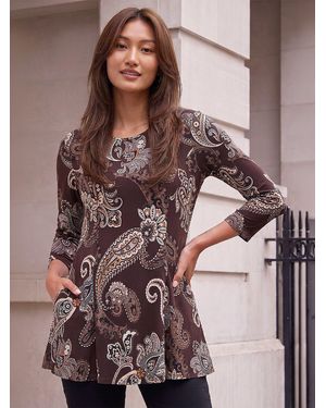 Roman Paisley Pocket Tunic - Brown