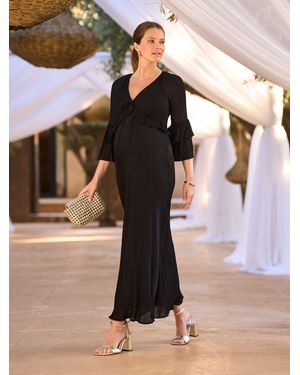 Seraphine Frill Detail Maternity And Nursing Dress - Black