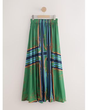 Next Satin Pleated Maxi Skirt - Green