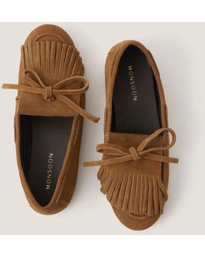 Monsoon Sarah Suede Moccasins - Brown