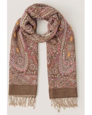 Monsoon Katia Paisley Embroidered Scarf - Natural