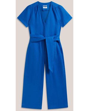 Hobbs Petite Evie Linen Jumpsuit - Blue