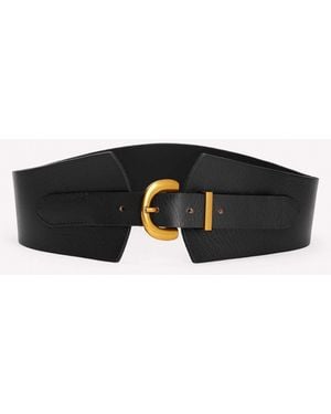 Boden Leather Wide Waist Belt - Black