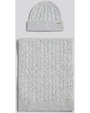 U.S. POLO ASSN. U. S. Polo Assn U. S. Polo Assn. Signature Cable Knit Beanie & Scarf Gift Set - Gray