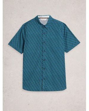 White Stuff Salcombe Ss Fish Print Shirt - Blue
