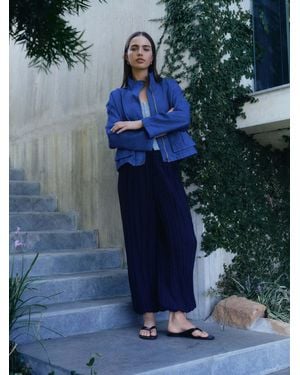 Next Cobalt Funnel Neck Cotton Utility Jacket - Blue