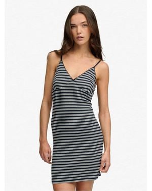 Superdry V-Neck Striped Mini Dress - Blue