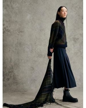Barbour Delilah Midi Kilt Skirt - Grau