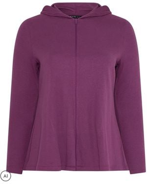 Yours Curve Ribbed Zip Hoodie - Purple