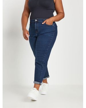 Yours Curve Boyfriend-Jeans26 L28 - Blau