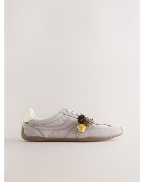 Next Forever Comfort Lace Up Charm Sneakers - Natural