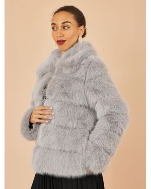 Yumi' Luxe Faur Fur Coat - Grey
