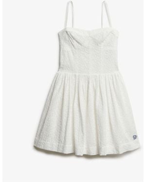 Superdry Broderie Cami Mini Dress - White