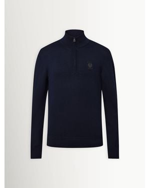 Belstaff Colden Merino Quarter Zip Sweater - Blue