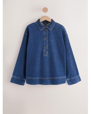 Next Overhead Long Sleeve Shirt - Blue