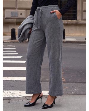 Roman Textured Stretch Pants - Gray