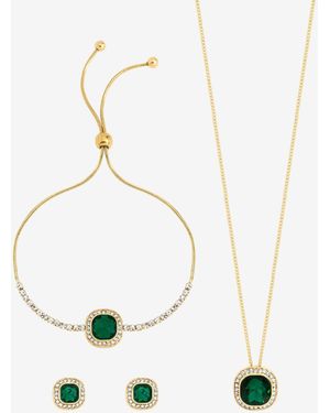 Jon Richard Tone Emerald Crystal Trio Necklace Set - White