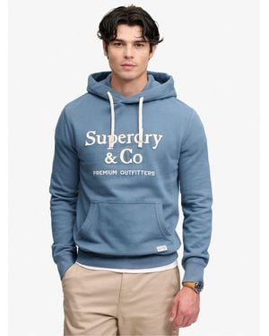 Superdry Company Logo Relaxed Hoodie - Blue