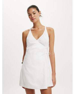 Cotton On Isabelle Halter Neck Wrap Mini Dress - White