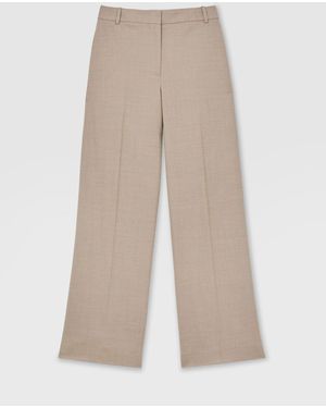 Reiss Juniper - Neutral Wool-blend Wide-leg Suit Pants, Us 8 Regular - Natural