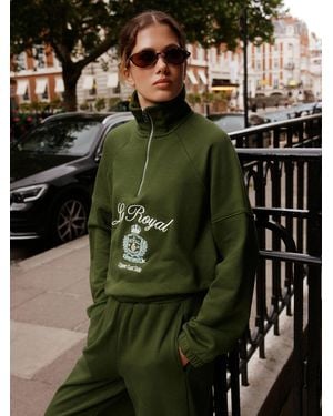 Next Khaki Quarter Zip Sweatshirt - Green