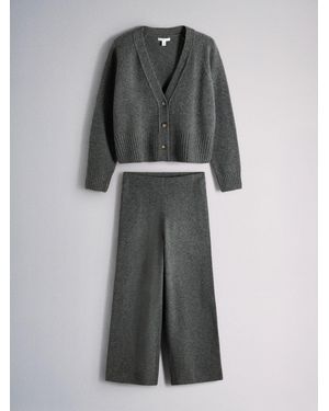 The Set Wool Blend Coord Cardigan & Legging Set Charcoal Marl - Gray