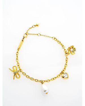 Ted Baker Tone, Pearl & Crystal Isabell Icon Charm Adjustable Bracelet - Metallic