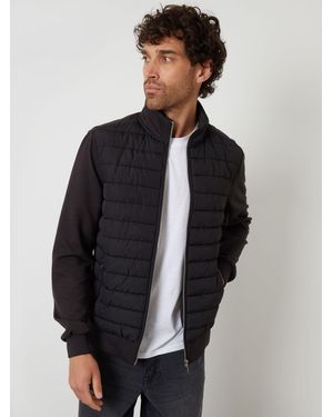 Threadbare Quilted Hybrid Funnel Neck Jacket - Gray
