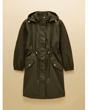 Joules Stormwell Khaki Waterproof Longline Raincoat With Hood - Green