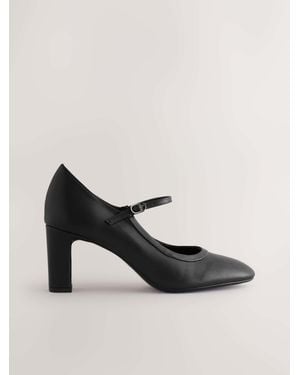 Next Forever Comfort Round Toe Mary Jane Block Court Heels - Black