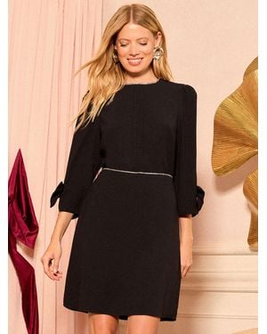 Love & Roses Bow Embellished Mini Dress - Black