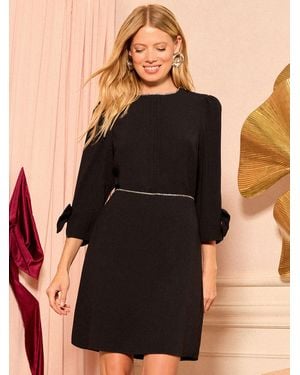 Love & Roses Bow Embellished Mini Dress - Black