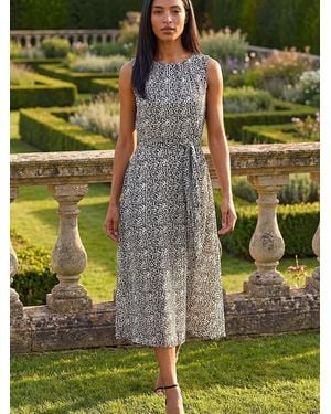 Roman Spot Print Pleated Midi Dress - Green