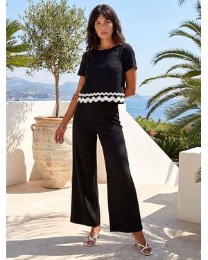 Roman Ric Rac Trim Stretch Jumpsuit - Blue