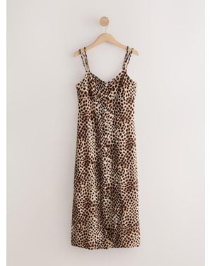 Next Jersey Button Down Midi Dress - Natural